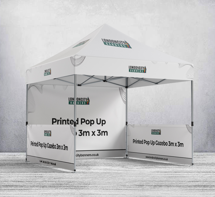 Printed Pop Up Gazebo 3m x 3m (with Wheeled Case & Pegs)