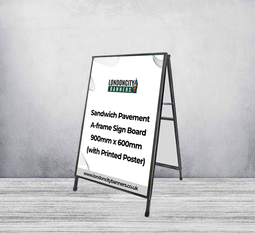 Sandwich Pavement A-frame Sign Board 900mm x 600mm (with Printed Poster)