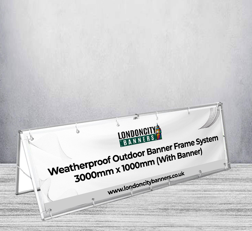 Weatherproof Outdoor Banner Frame System 3000mm x 1000mm (With Banner)