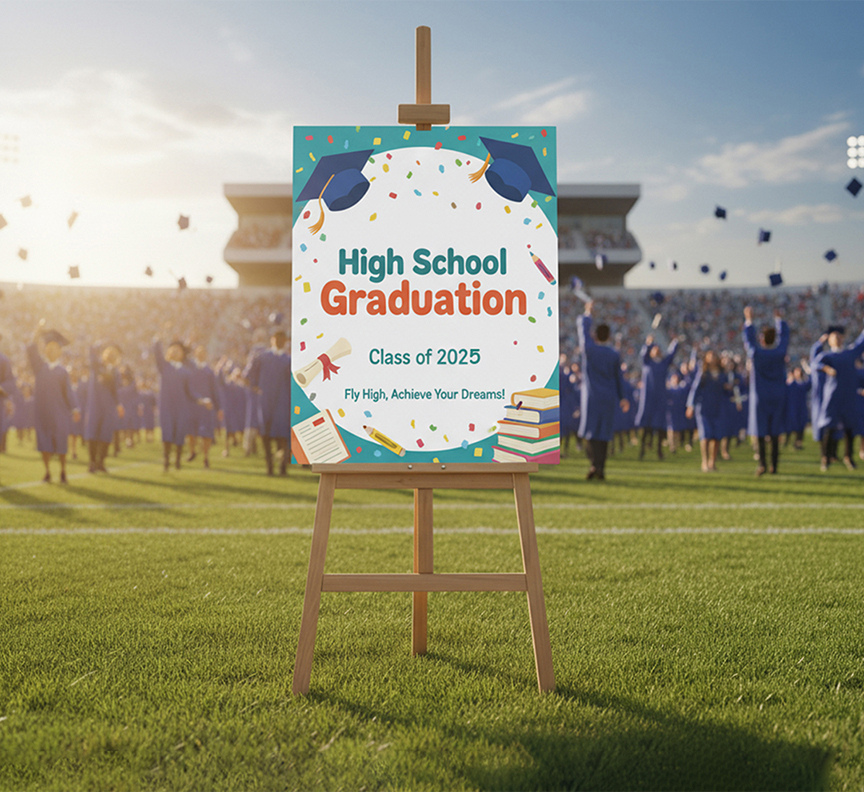 Education School Easel With Printed Sign