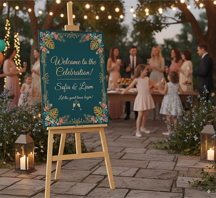 Welcome Sign Stand With Printed Board